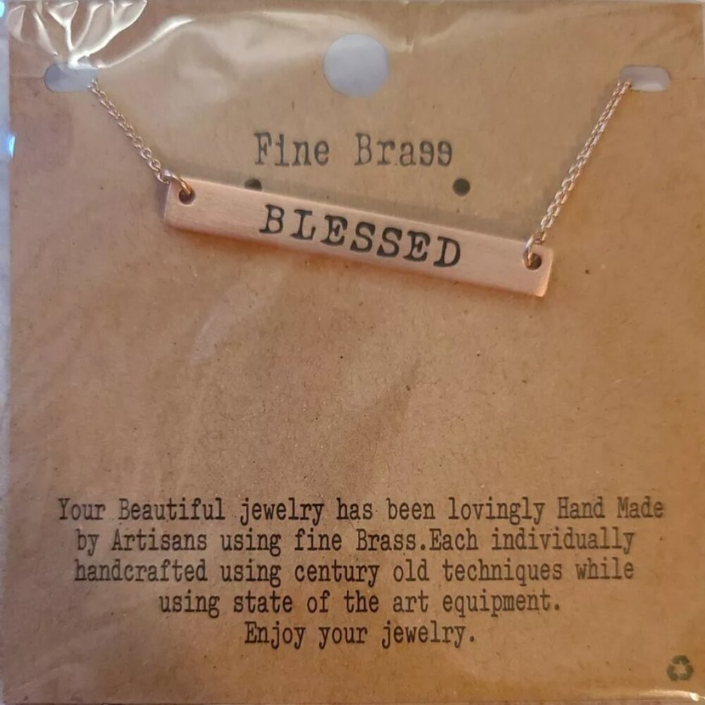 Lauren Spencer Blessed brass Necklace fashion jewelry n2
